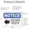 Signmission Escape Route (Left Arrow) Sign With Symbol, 10 in W x Rectangle, Vinyl Decal OS-2PACK-NS-D-710-L-12136 - alternate 3